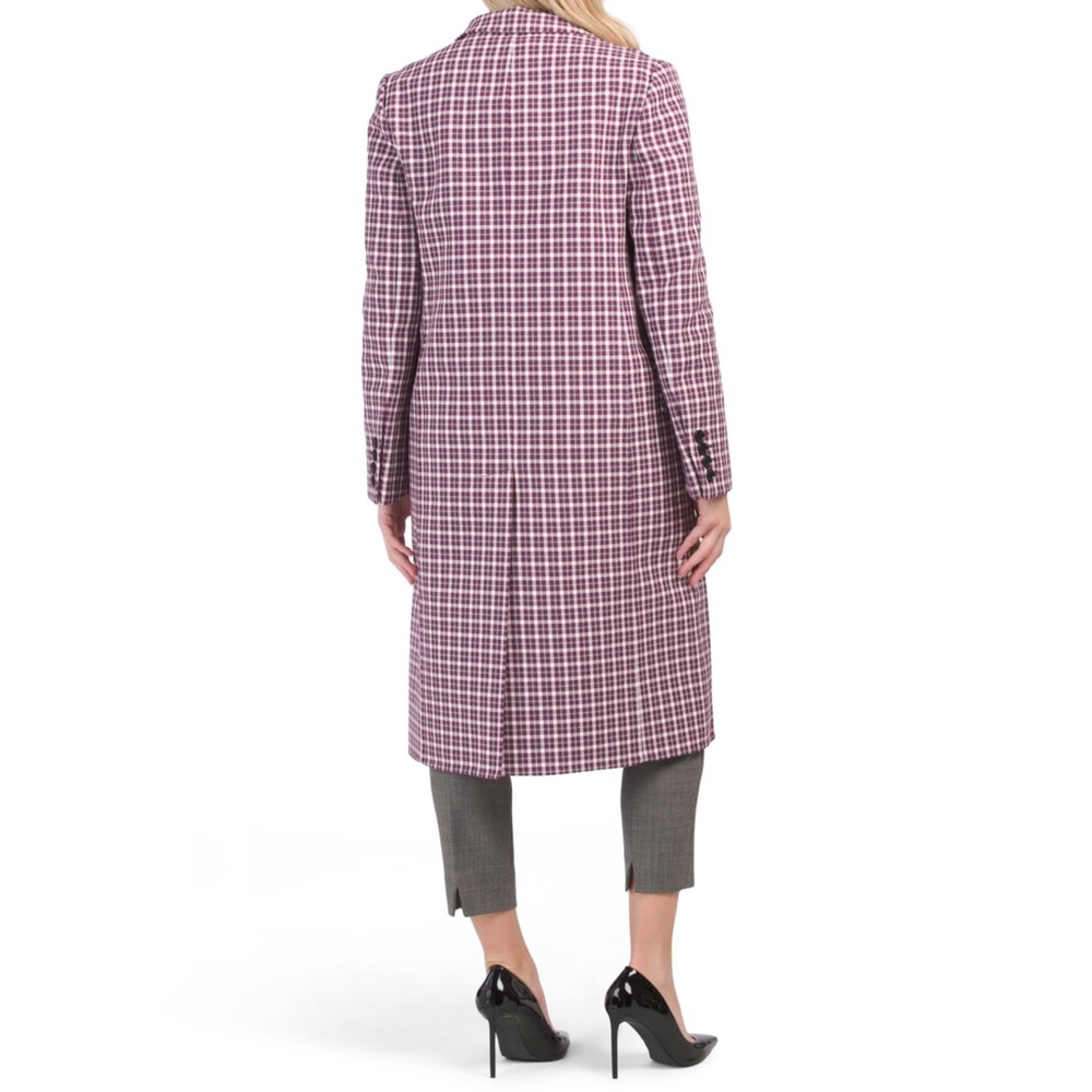 Burberry Checked Cotton-blend Coat In Burgundy NWT - Picture 15 of 15